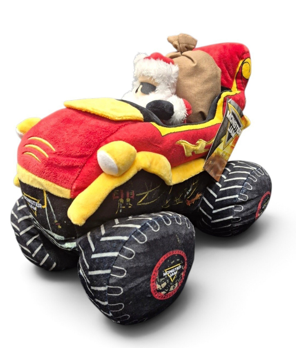 Monster Jam Santa Sleigh Weighted Plush Red Truck Sleigh New